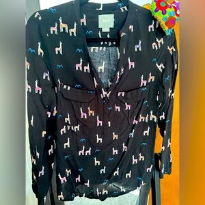 Maeve Black Llama Blouse (size 8)